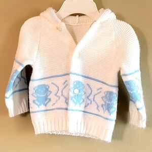 Vintage white knit hooded baby sweater